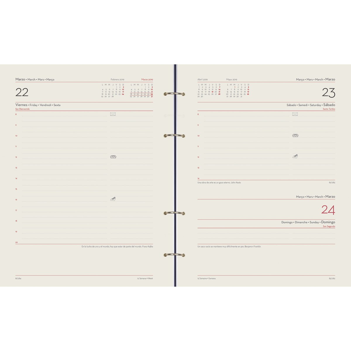 Recambio universal 2026 16x21 cm anillas Deusto multilingüe 2