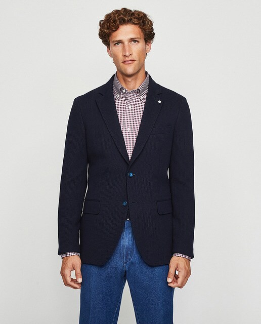 Americana de hombre regular de punto estructura azul · Mirto · El Corte  Inglés