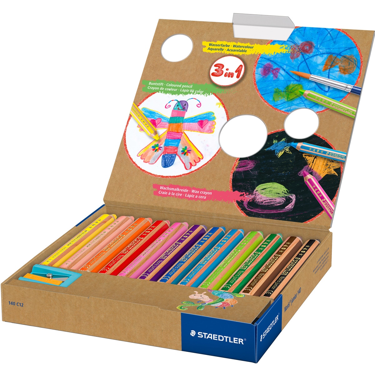 12 Lápices de Color Staedtler Buddy 3 en 1 3