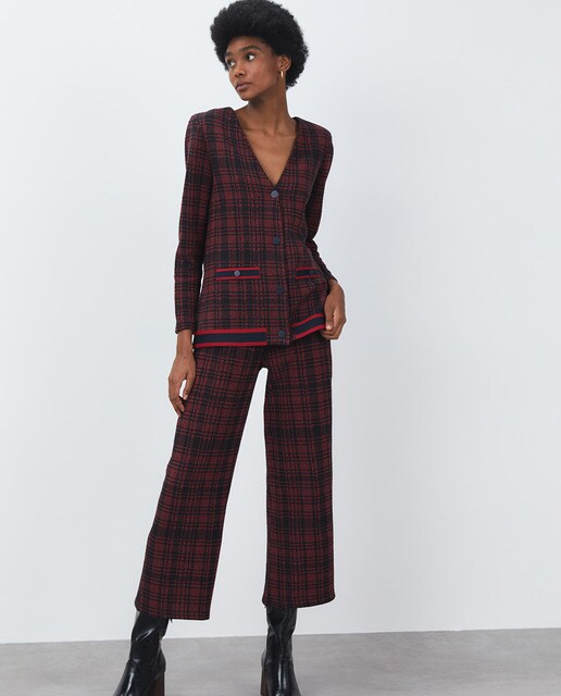 Pantalón de mujer textura cuadros · Sfera · El Corte Inglés
