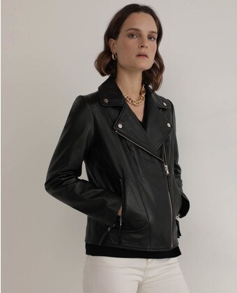 Cazadora biker de mujer piel · Woman El Corte Inglés · El Corte Inglés