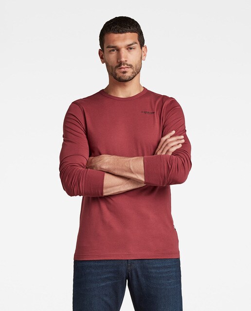 Camiseta de hombre en algodón orgánico roja de manga larga · G-Star Raw ·  El Corte Inglés