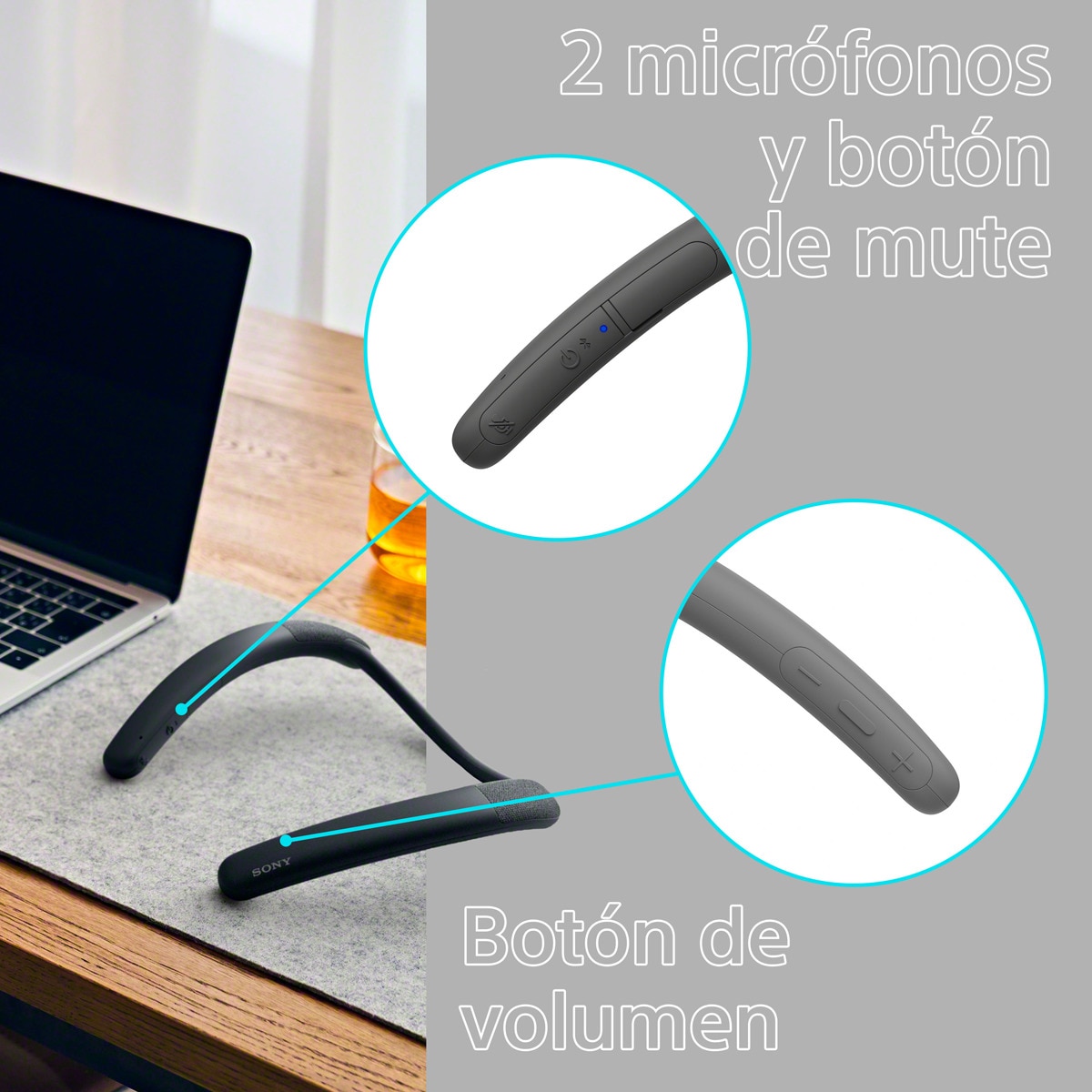 Altavoz inalámbrico estilo neckband Sony SRS-NB10 Bluetooth, gris carbón Gris carbón-4