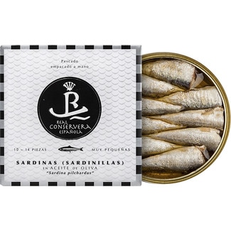 sardinillas en aceite de oliva muy pequeñas 10-14 piezas lata 78 g neto escurrido - Real Conservera Española