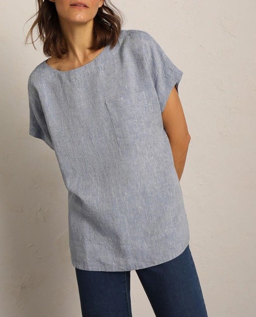 Imagen 0 de Blusa lino manga corta bolsillo