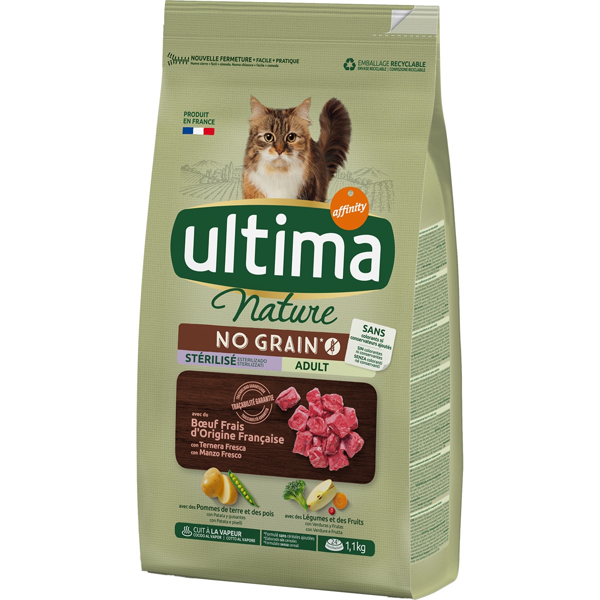 Nature Esterilizado Adult pienso para gatos adultos esterilizados con buey No Grain bolsa 1,1 kg