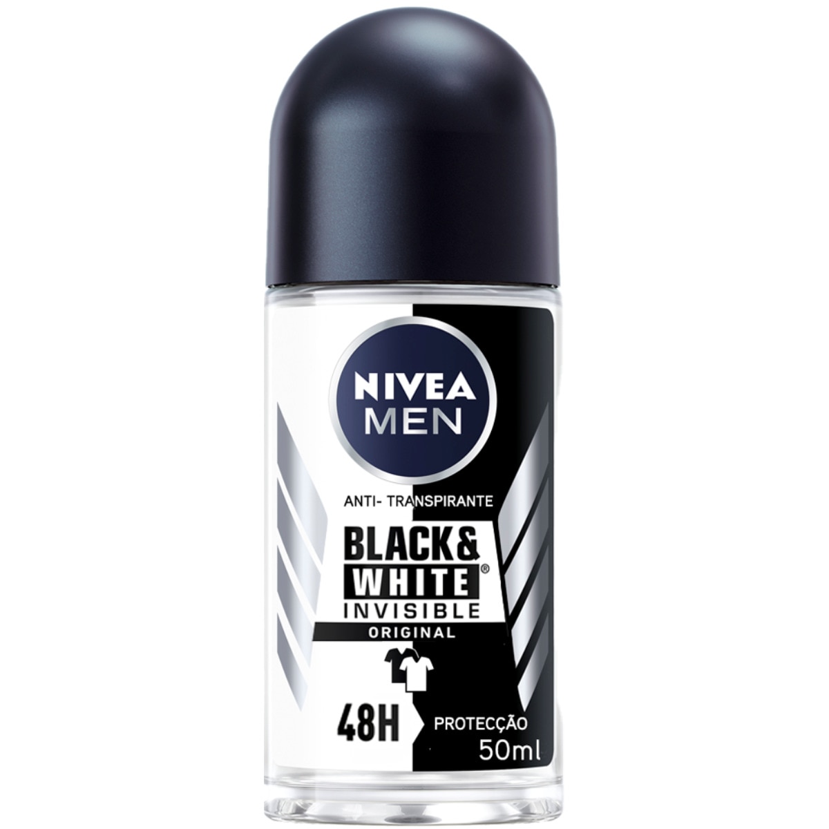 Desodorizante Black & White Roll-On Invisible embalagem 50 ml