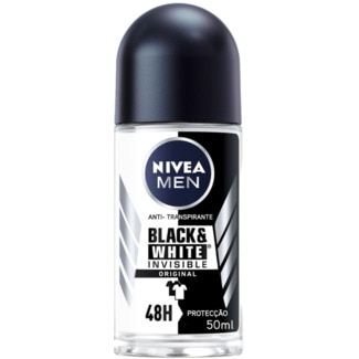 Desodorizante Black & White Roll-On Invisible embalagem 50 ml - Nivea Men
