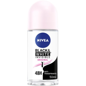 Desodorizante Black & White Roll-On Invisible embalagem 50 ml - Nivea