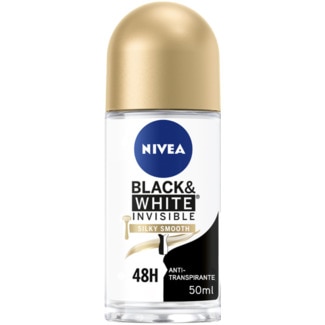 Desodorizante Black & White Silky Smooth Roll-On Invisible embalagem 50 ml - Nivea