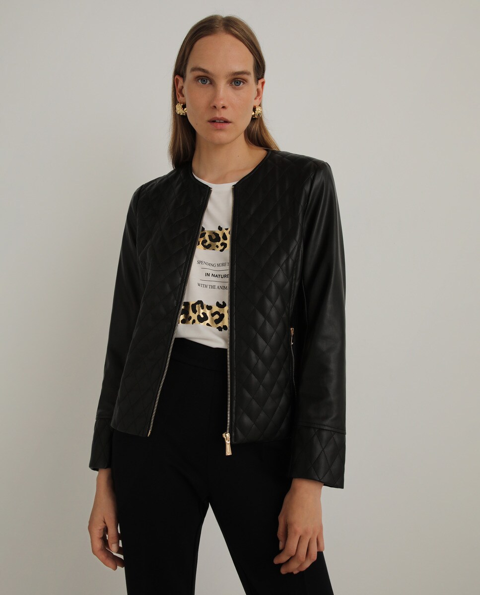 Cazadora biker de mujer acolchada · Woman El Corte Inglés · El Corte Inglés