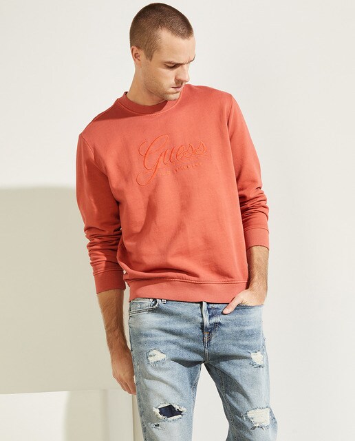 Sudadera de hombre rosa con cuello redondo · Guess · El Corte Inglés