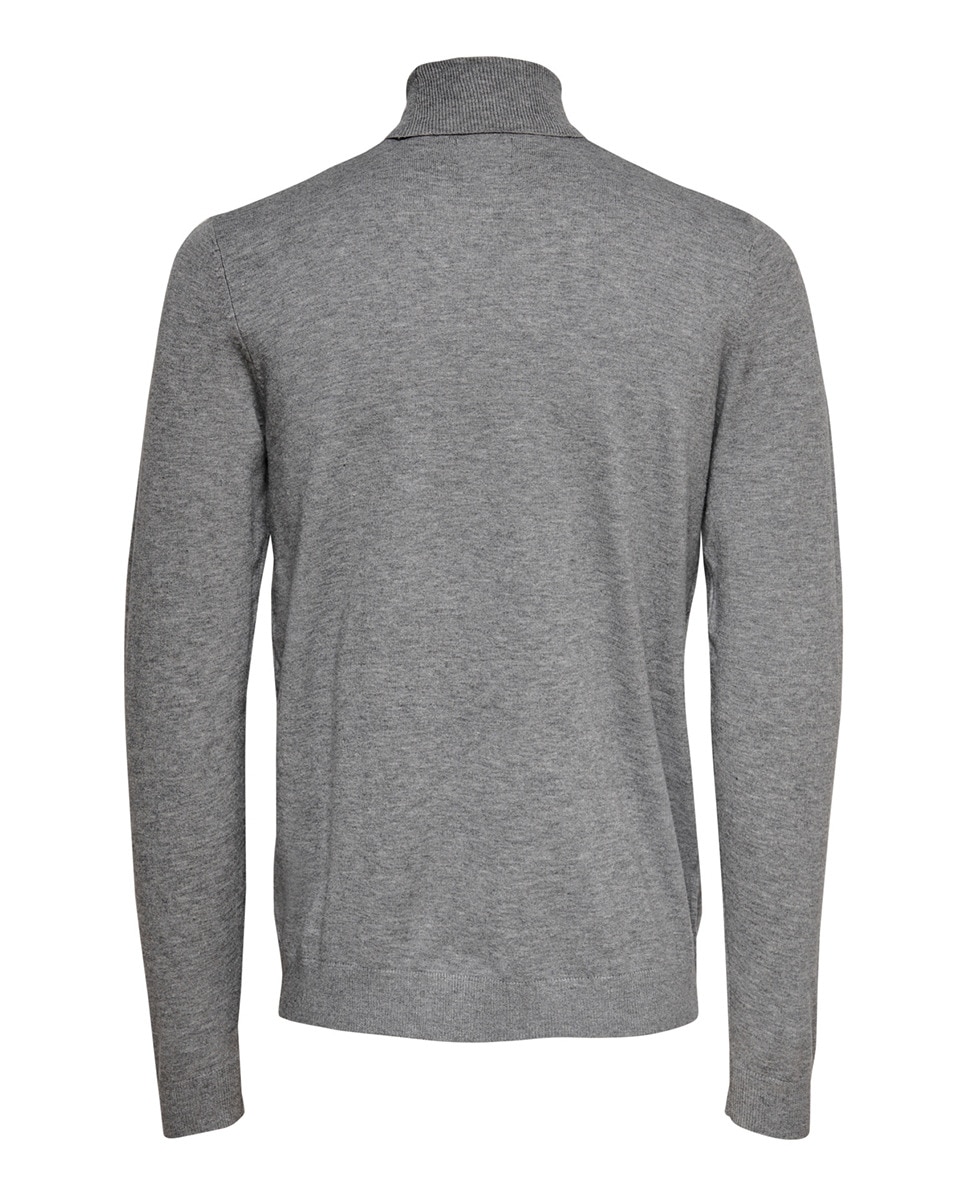 Camisola de malha de homem com gola alta Cinzento-5