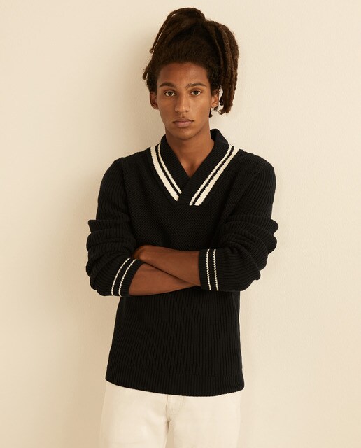 Jersey de hombre azul marino con cuello pico · Studio Classics · El Corte  Inglés