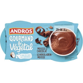 Mousse Vegetal Chocolate Gourmand & Végétal Pack 2 embalagem 55 g - Andros