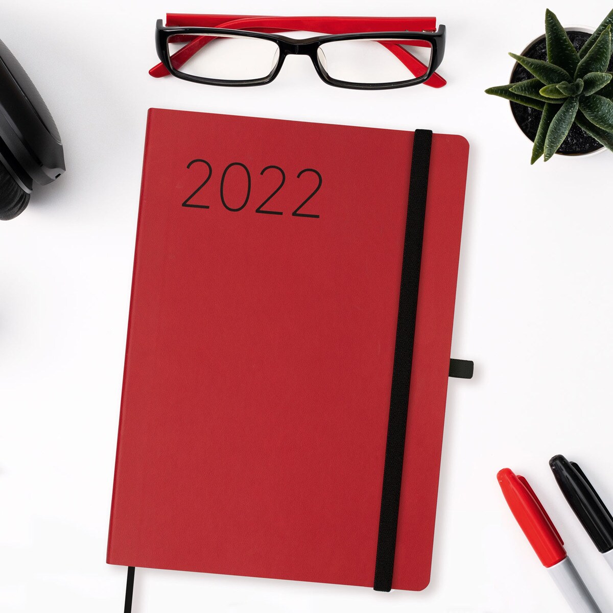 Agenda 2022 FA5 Semana Vista Vertical Flexi Lisa Finocam Rojo Rojo-2