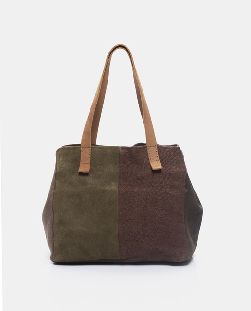 Bolso shopper de piel y lona con patchwork en tonos marrones · Cuirot´s ·  El Corte Inglés