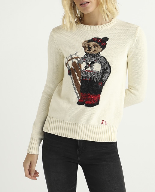 Imagen 0 de Jersey de mujer cuello redondo con icónico oso estampado