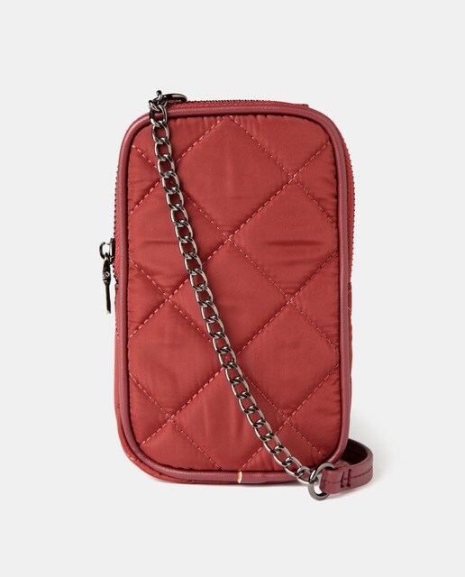 Bolso para móvil de nylon acolchado en rojo con cremallera · El Corte Inglés