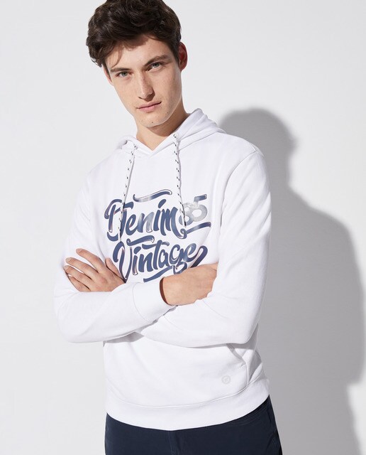 Sudadera de hombre blanca con capucha · Easy Wear · El Corte Inglés