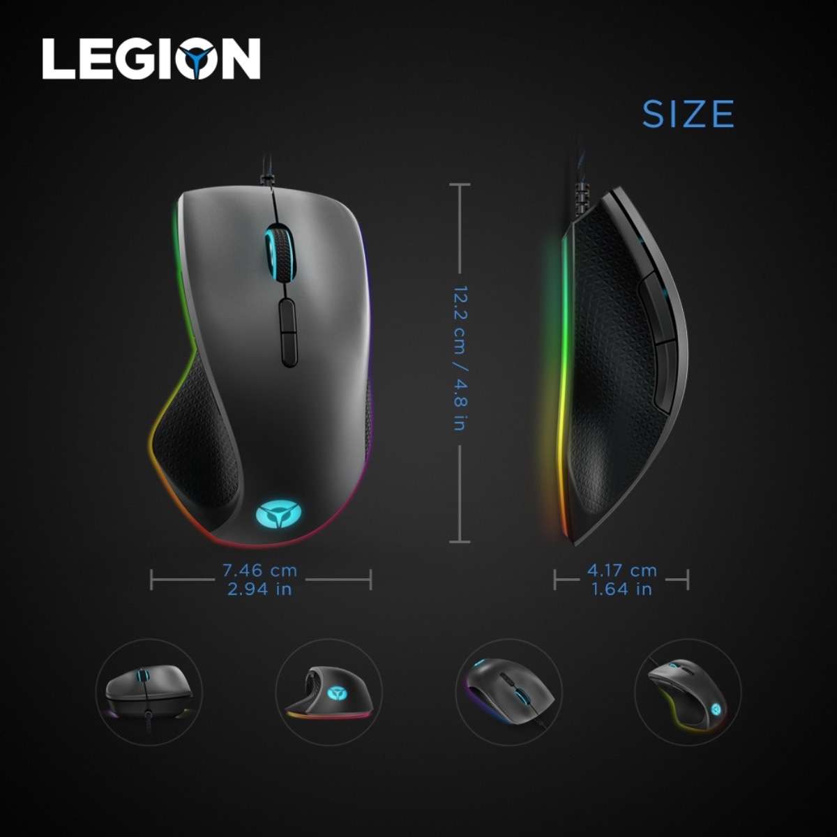 Rato Gaming Lenovo Legion M500 RGB Cinzento / Preto-15