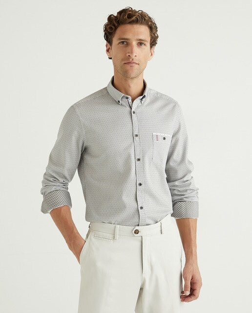 Camisa de hombre slim estampada con detalles azul · Florentino · El Corte  Inglés