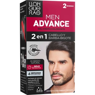 Men Advance gel crema colorante 2 en 1 cabello y barba nº 2 Moreno caja 1 unidad - Llongueras