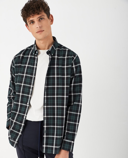 Camisa de hombre sport regular cuadros tonos verdes y azul · Roberto Verino  · El Corte Inglés
