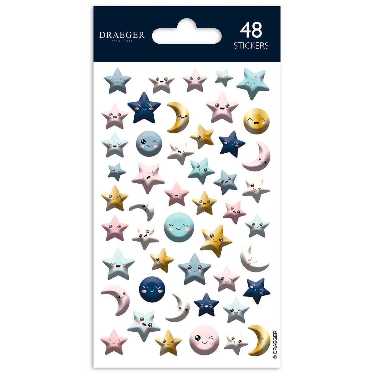 Sticker Estrellas Lunas Sol Azul Pastel DRAEGER Azul pastel-1