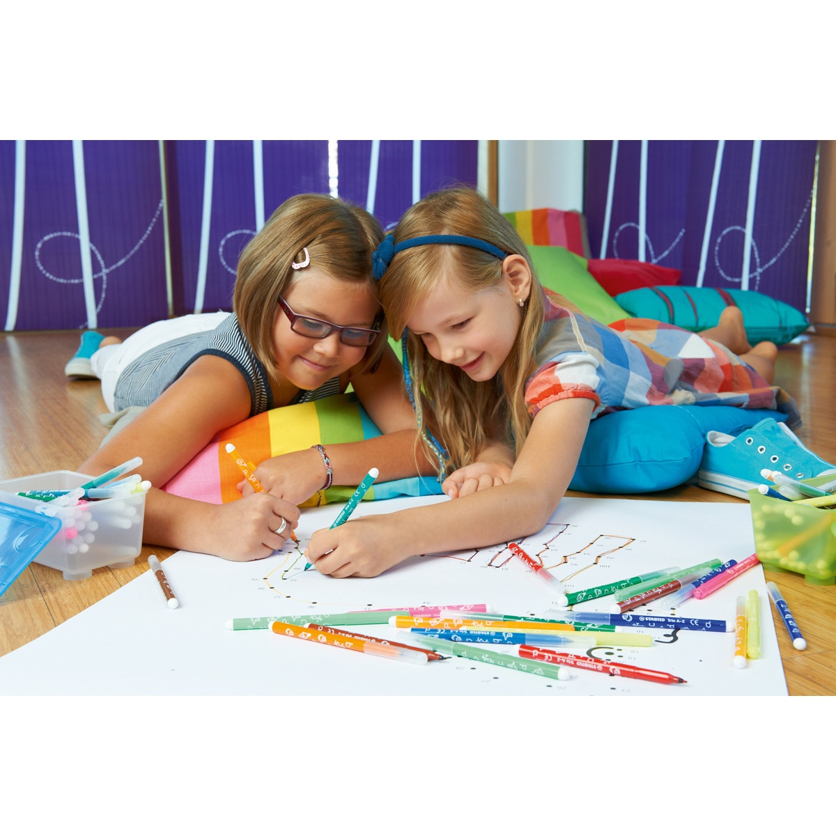 Estojo de 12 Marcadores com Zona de Suporte Triangular Trio A-Z - Multicolor Multicolor-4