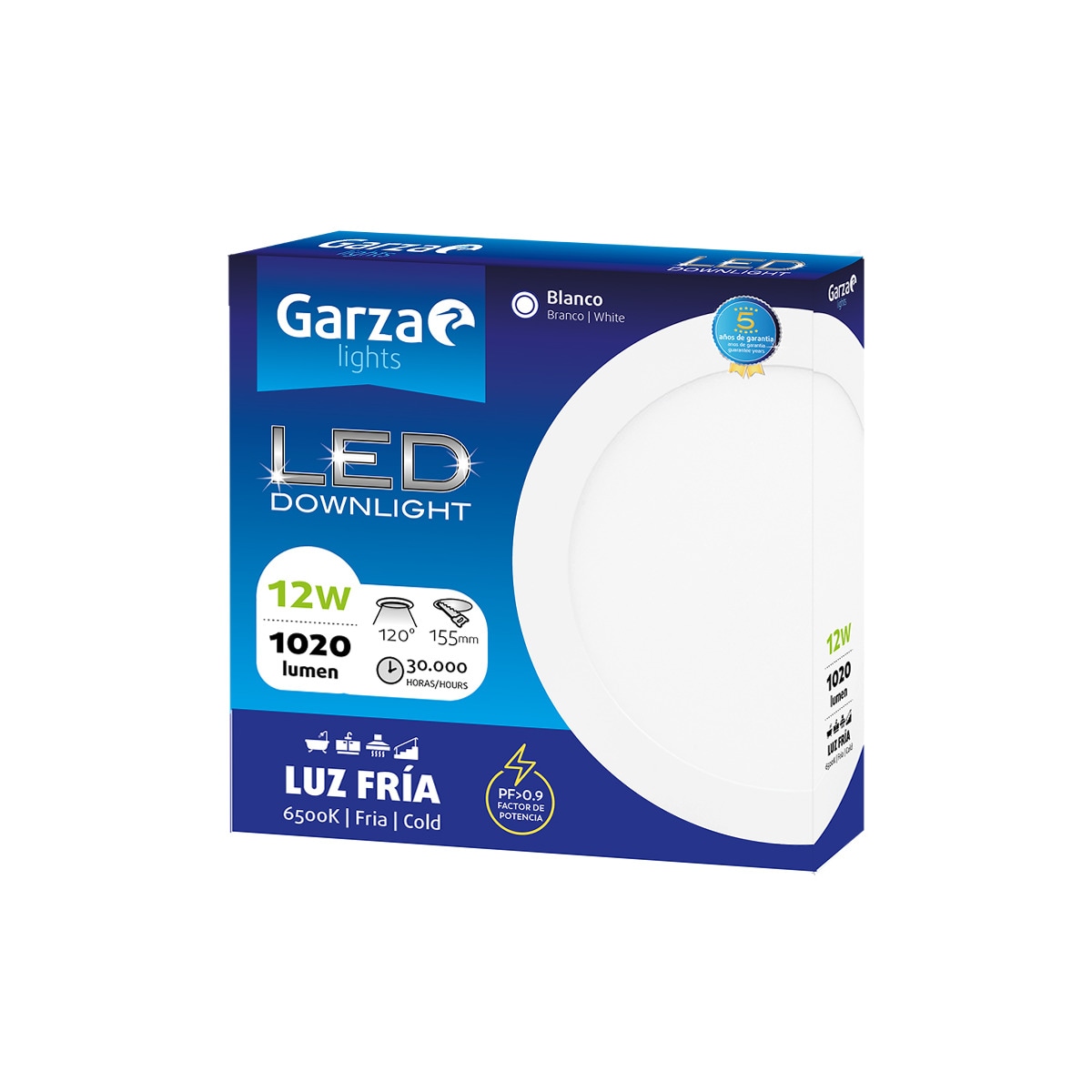 Downlight LED Redonda de Encastre 12 W 1020 lm Branco-2