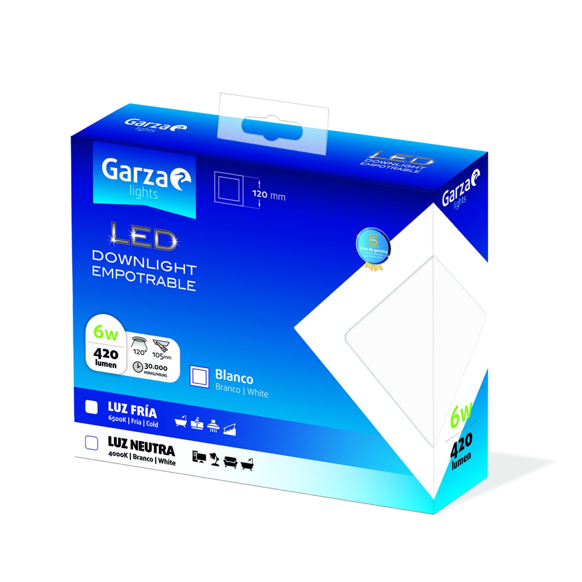 Downlight LED empotrable cuadrado 6 W 420 lm Blanco-2