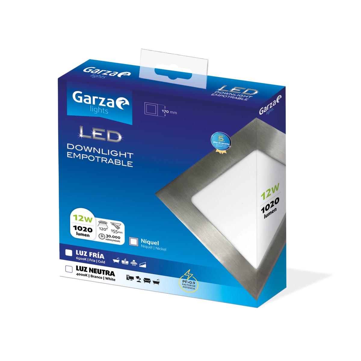 Downlight LED empotrable cuadrado 12 W 1020 lm Luz neutra ( >= 3000 K / <= 5000 K )-2