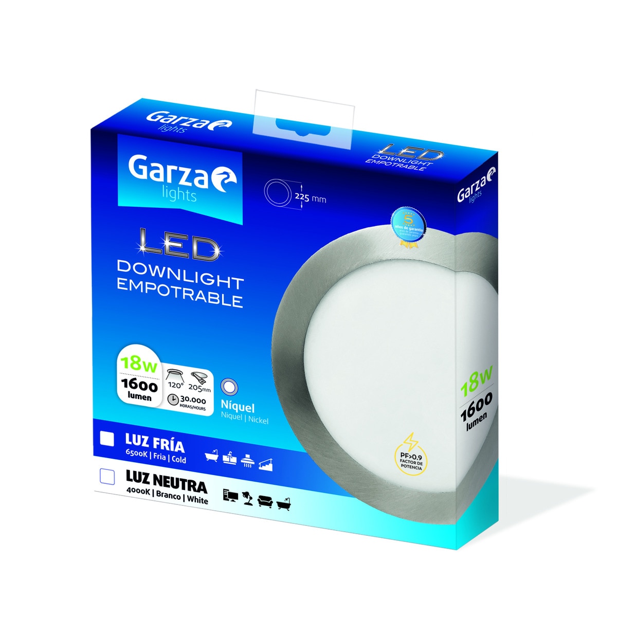 Downlight LED redondo empotrable 18 W 1600 lm Luz fría ( >= 5000 K )-2