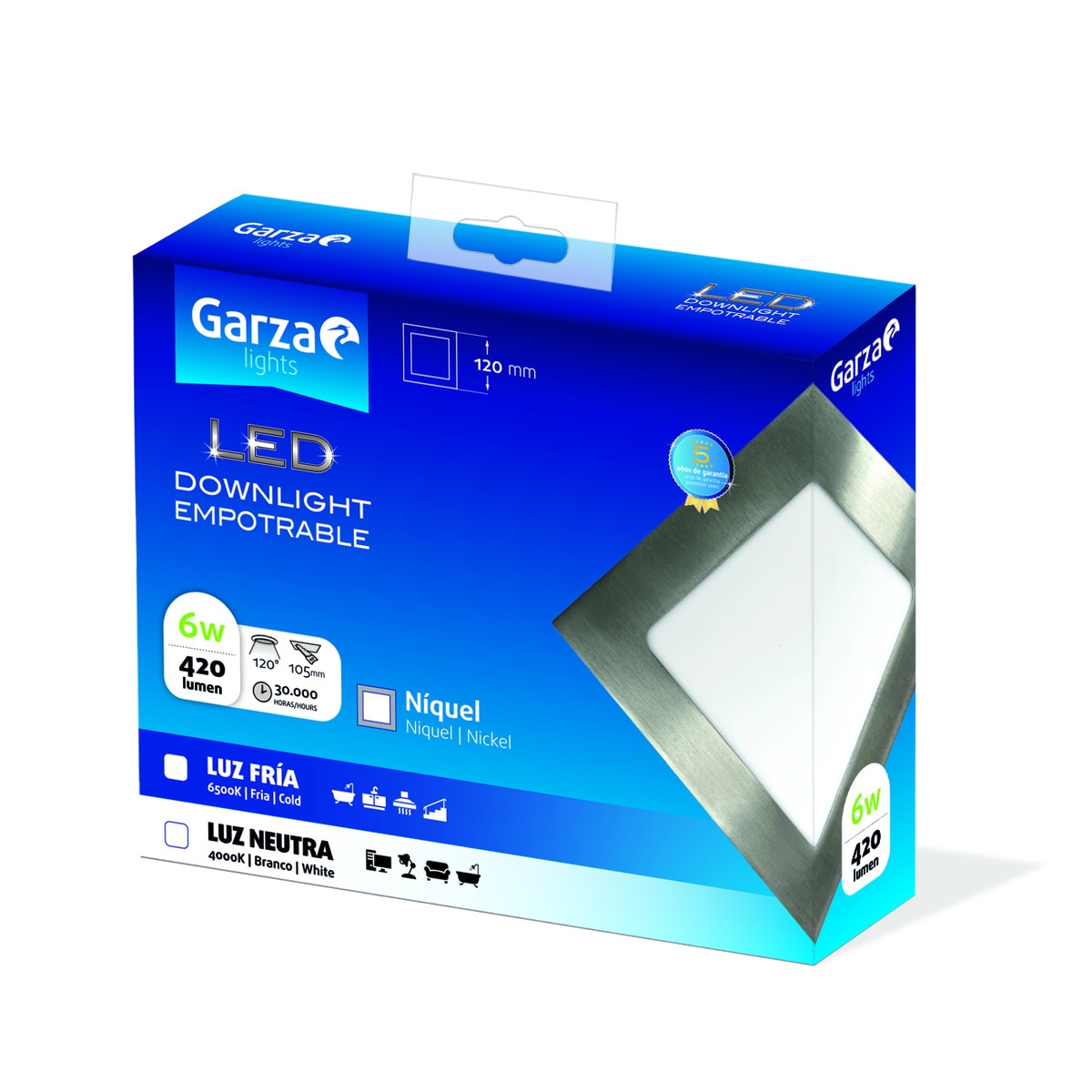 Downlight LED empotrable cuadrado 6 W 420 lm Luz fría ( >= 5000 K )-2