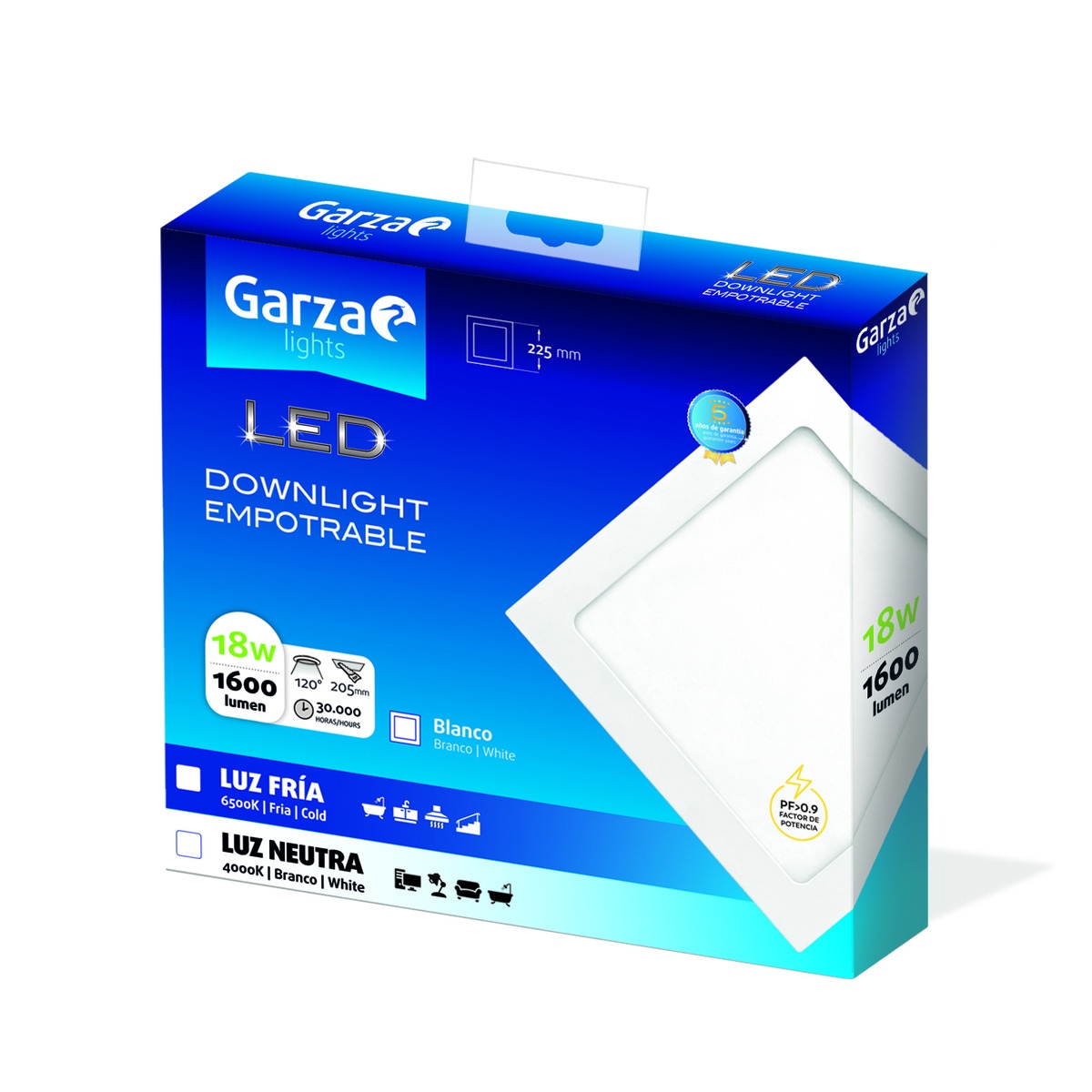 Downlight LED empotrable cuadrado 18 W 1600 lm Luz fría ( >= 5000 K )-2