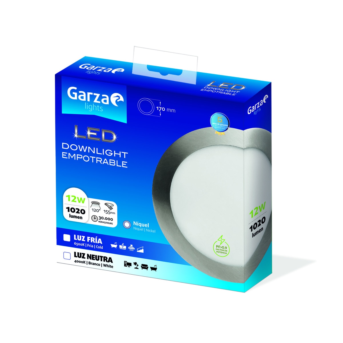 Downlight LED redondo empotrable 12 W 1020 lm Luz neutra ( >= 3000 K / <= 5000 K )-2