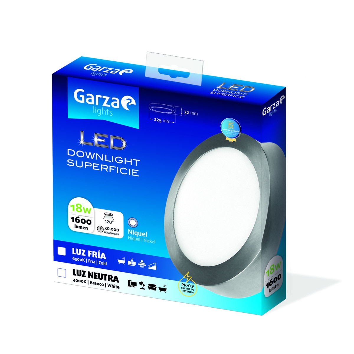 Downlight LED superficie redondo 18 W 1600 lm NICK Luz fría ( >= 5000 K )-2