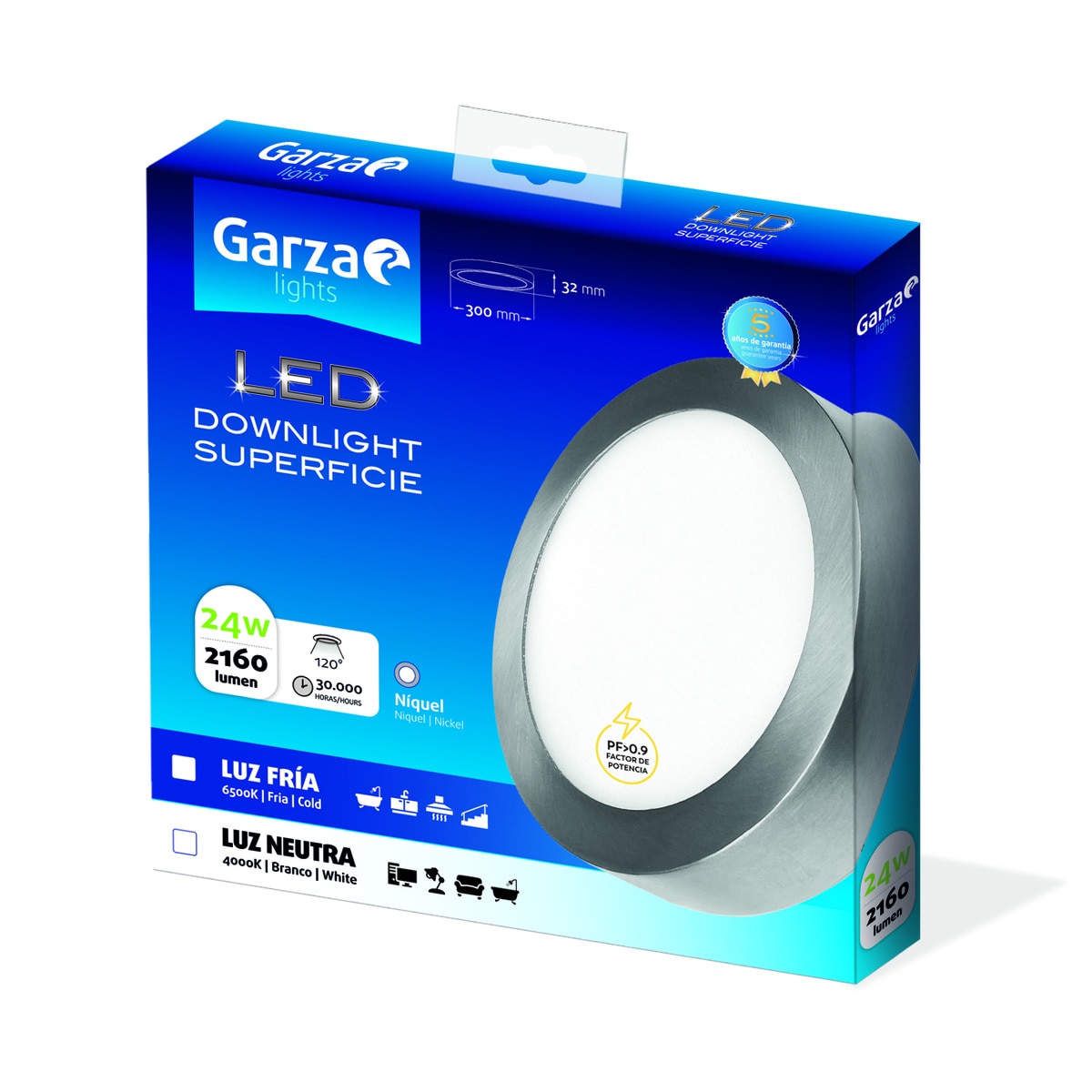 Downlight LED superficie redondo 24 W 2160 lm NICK Luz fría ( >= 5000 K )-2