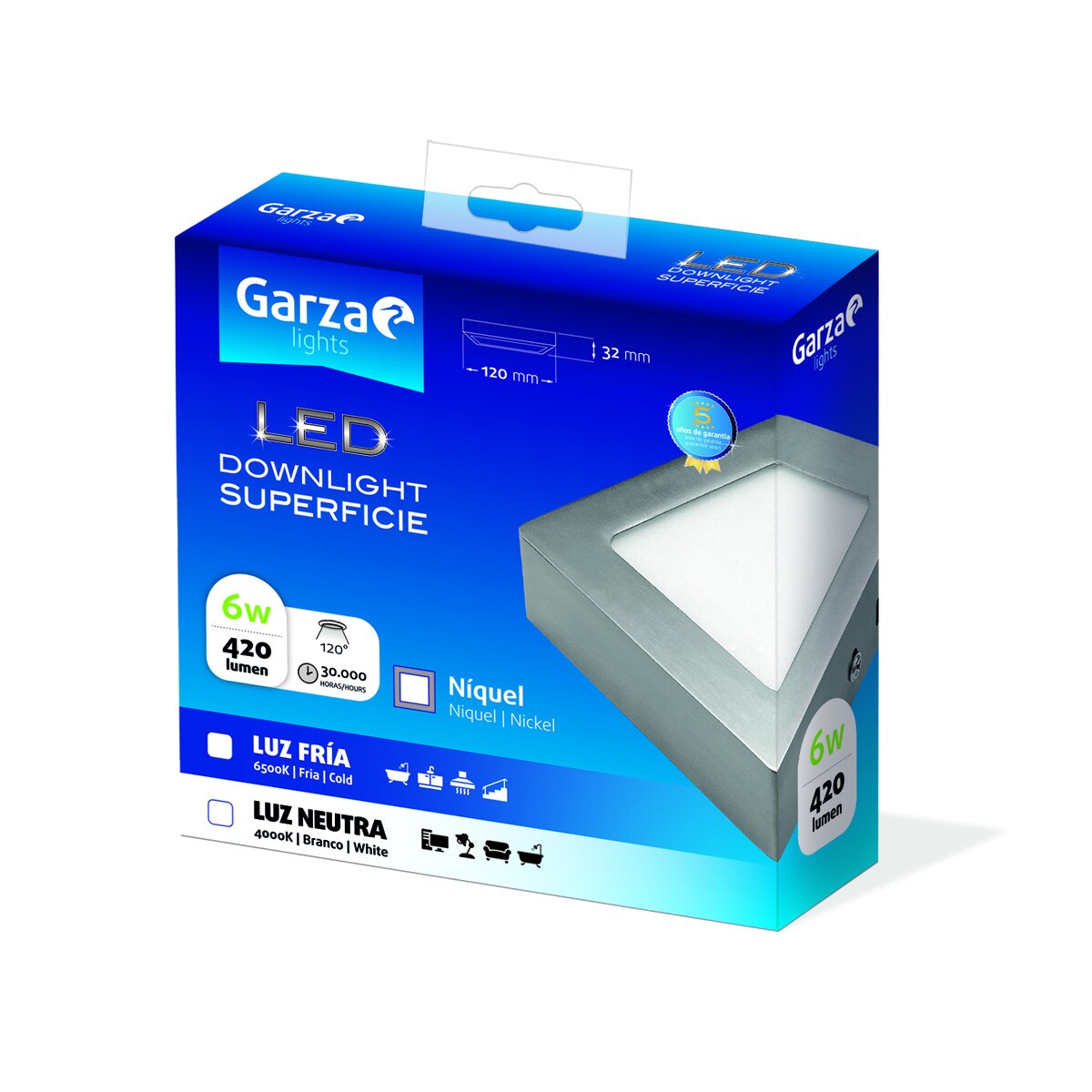 Downlight LED superficie cuadrado 6 W 420 lm NICK Luz fría ( >= 5000 K )-2