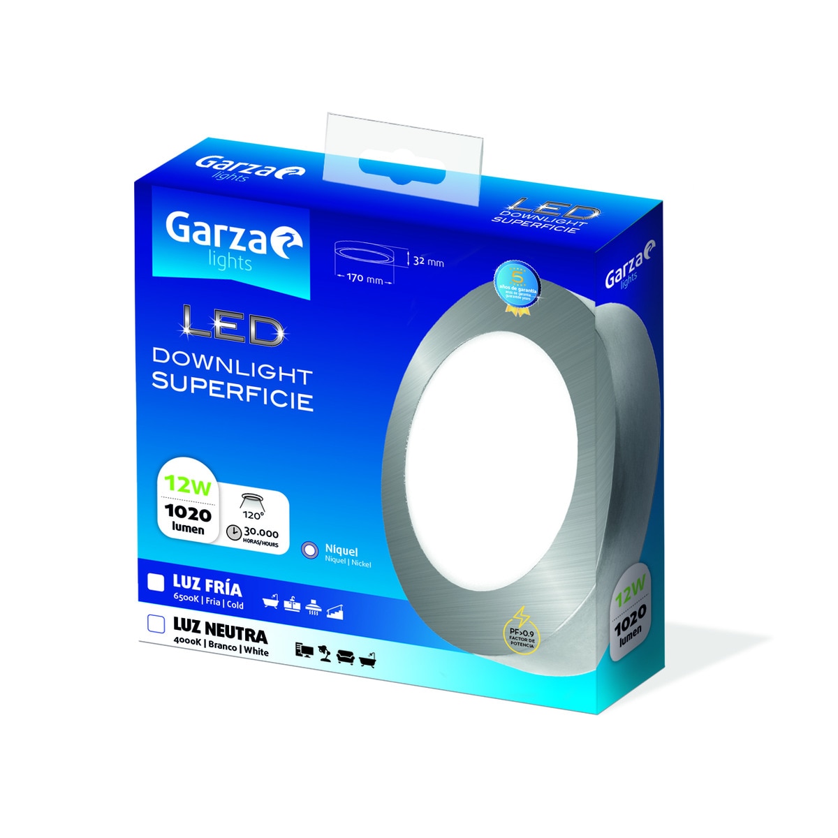 Downlight LED superficie redondo 12 W 1020 lm NICK Luz fría ( >= 5000 K )-2
