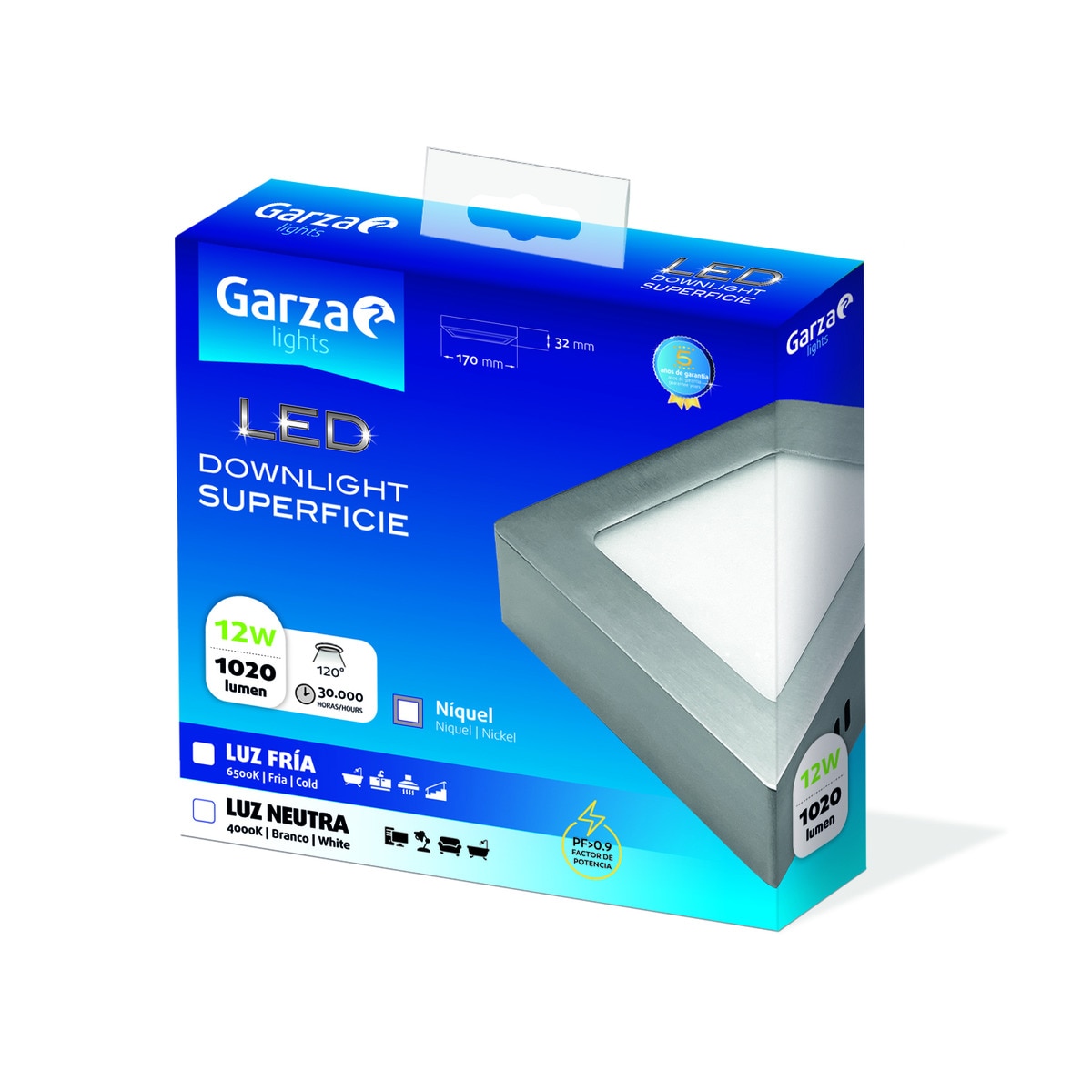 Downlight LED superficie cuadrado 12 W 1020 lm NICK Luz fría ( >= 5000 K )-2