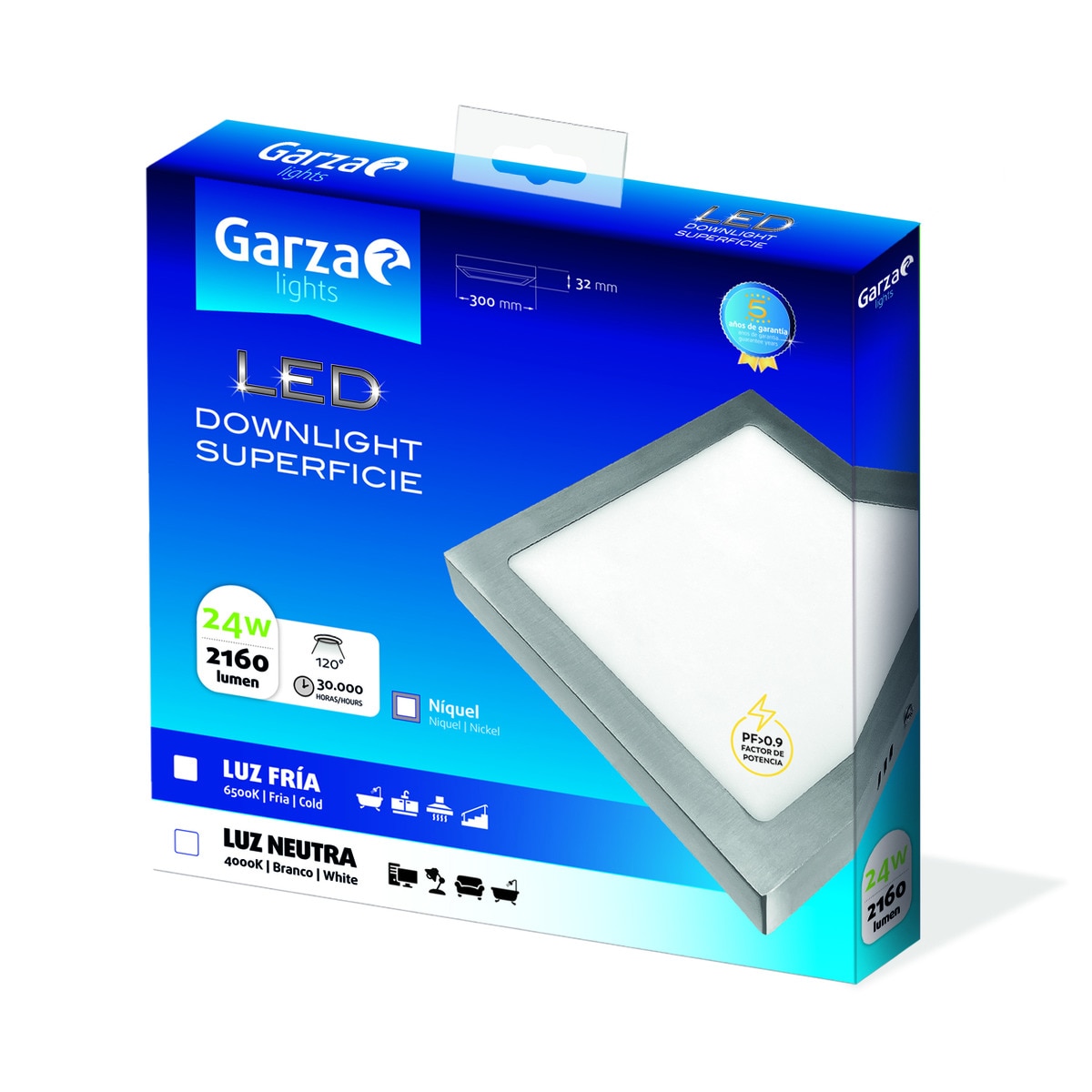 Downlight LED superficie cuadrado 24 W 2160 lm NICK Luz fría ( >= 5000 K )-2