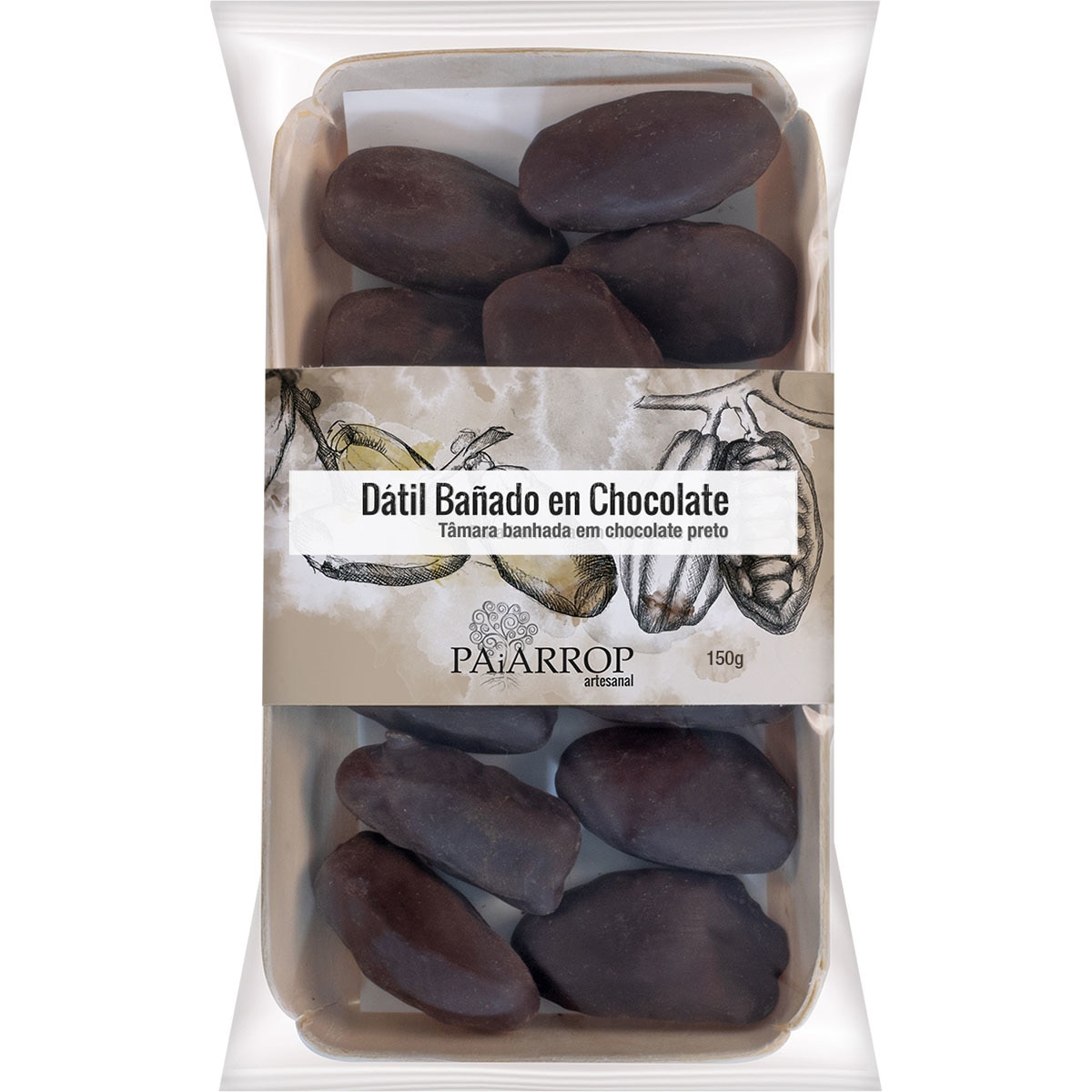 dátil bañado en chocolate bandeja 150 g
