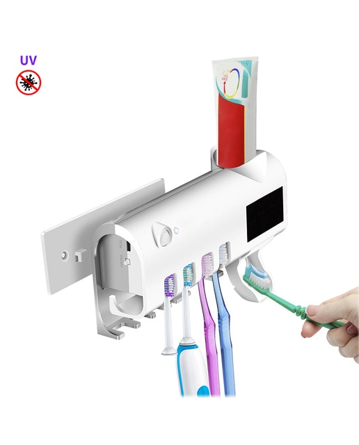 Imagen 0 de Esterilizador y soporte para 4 cepillos de dientes con dispensador de pasta dental