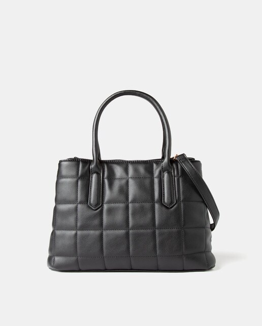 Bolso shopper en negro con acolchado geométrico · El Corte Inglés