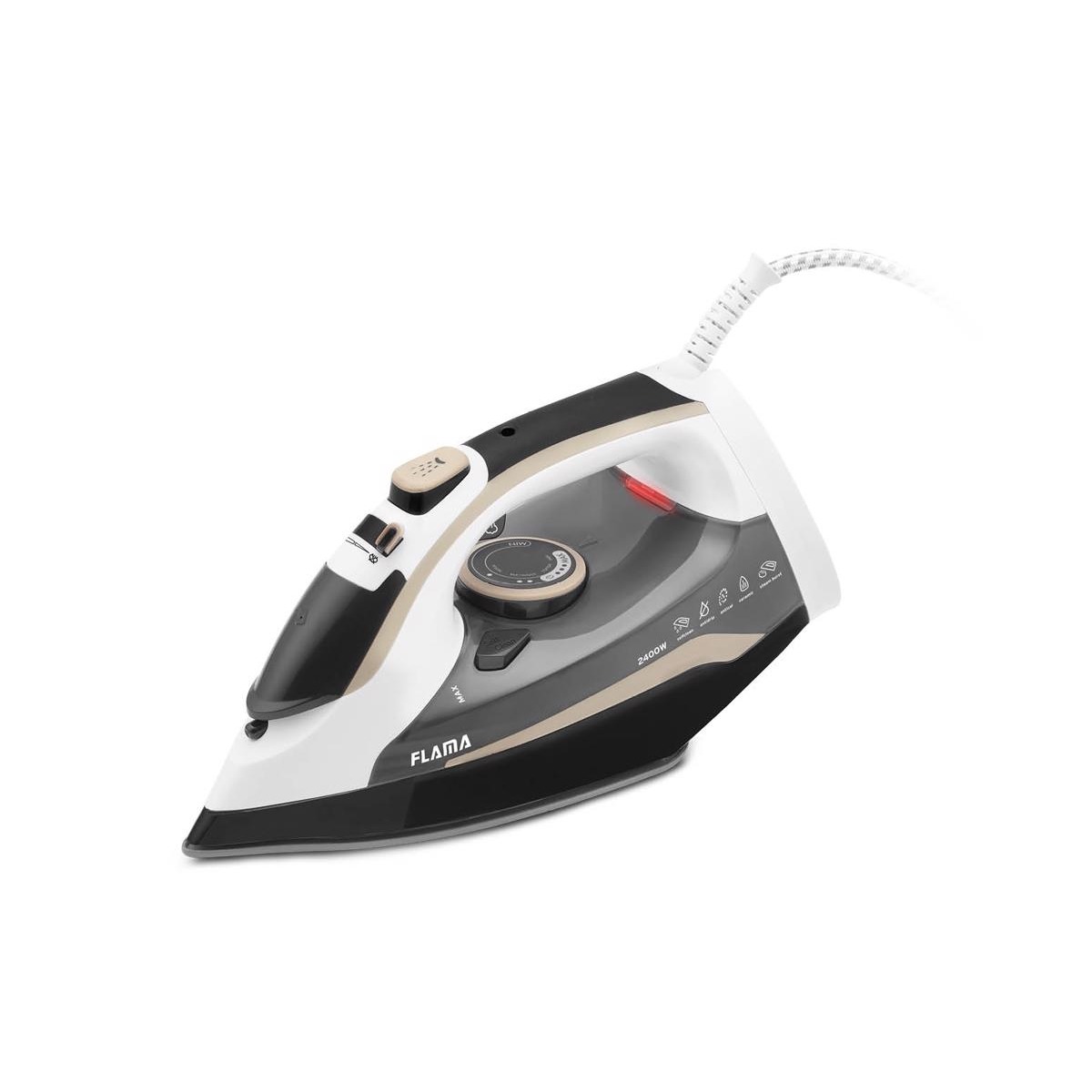 Imagem 0 de Ferro a Vapor Flama 5342FL de 2400 W Jato de Vapor 80 g/min com Base Cerâmica - Branco, Creme e Cinza