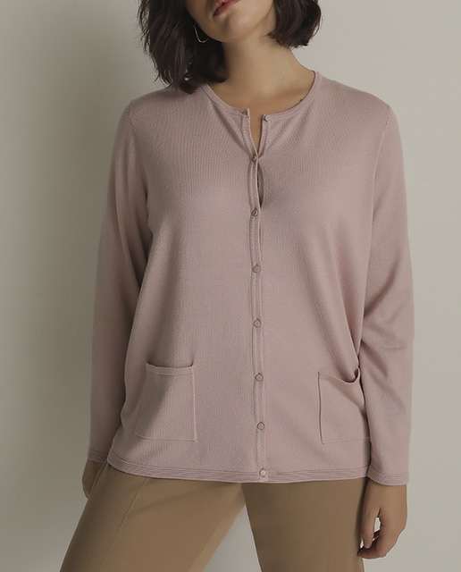 Imagen 0 de Chaqueta de punto de mujer talla grande con bolsillos