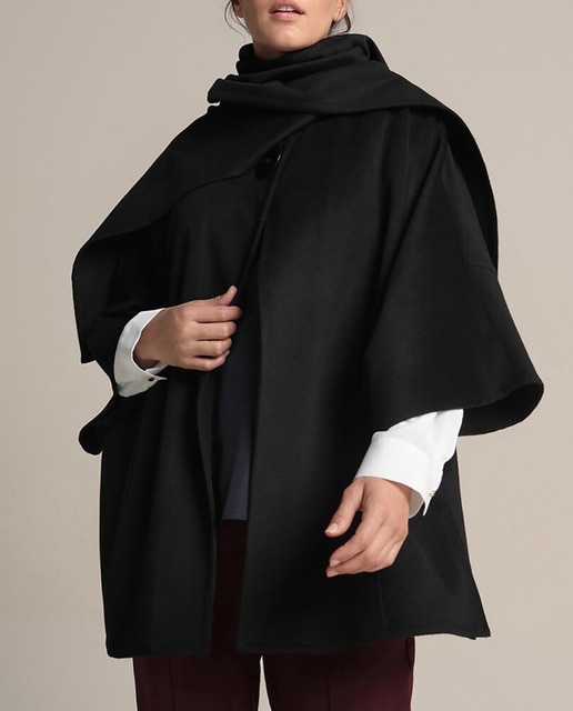 Imagen 0 de Abrigo tipo capa de mujer talla grande con lana