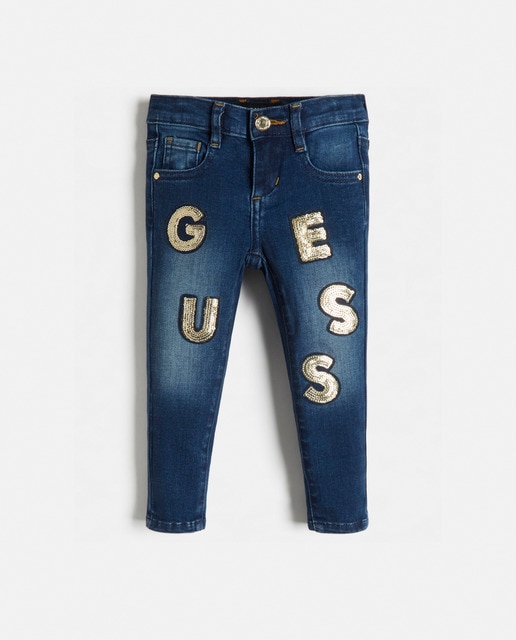 Pantalón vaquero de niña con letras doradas · Guess · El Corte Inglés
